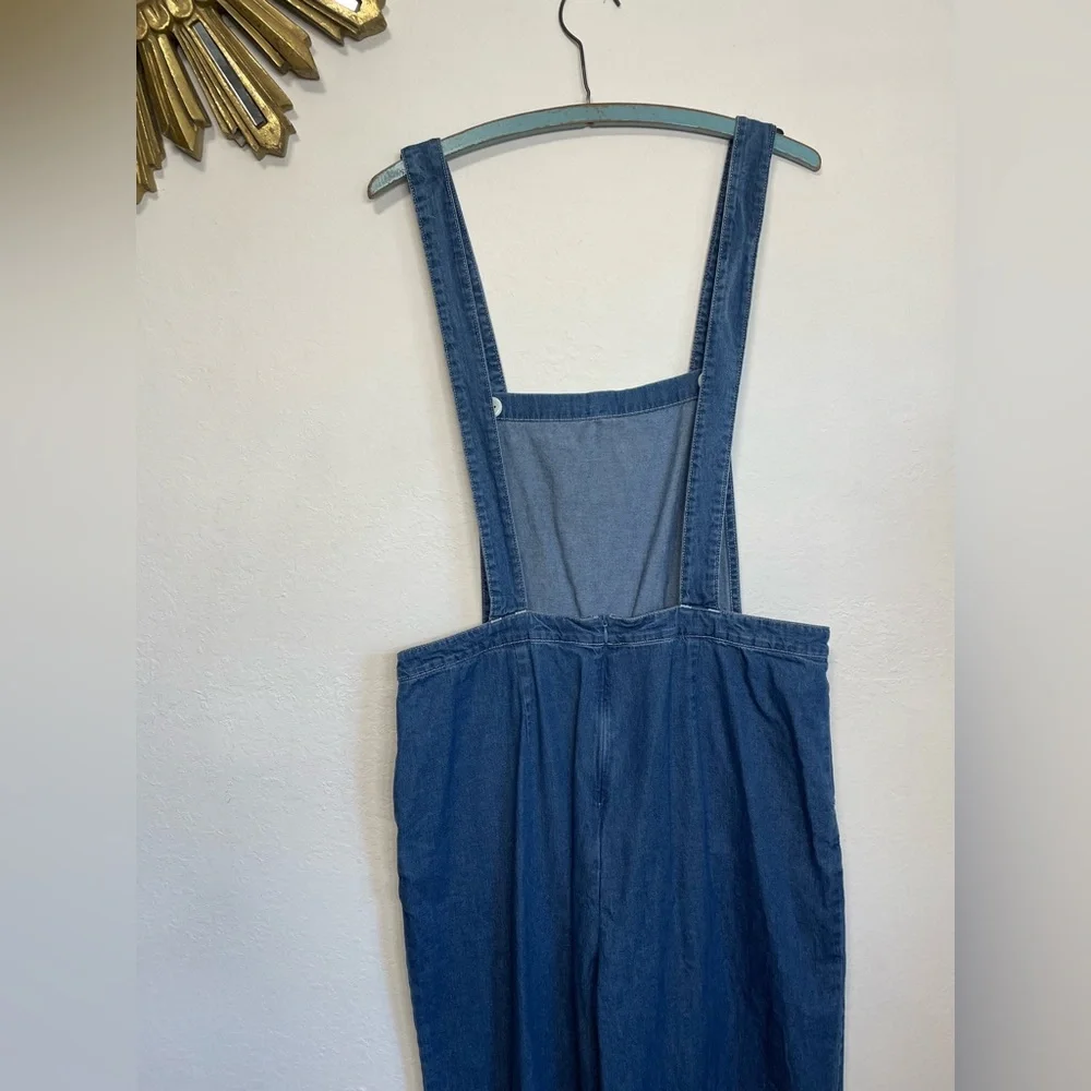 American Apparel Denim Wide Leg Crop Overalls - Picture 6 of 16